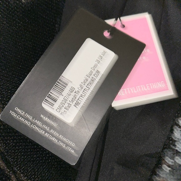 Plus Black Sequin Tie Cuff Detail Blazer Dress New - Picture 4 of 4